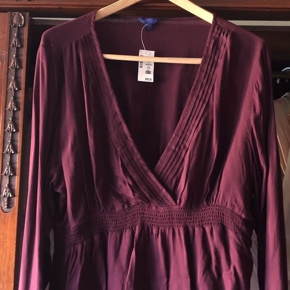 Aeropostale Blouse Top 2X XXL Maroon Wine Colored Peplum Rayon - Picture 2 of 4